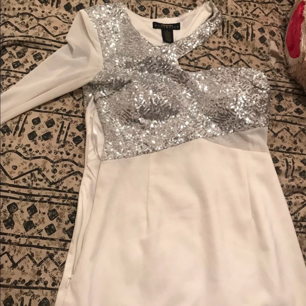 Silver and white dress